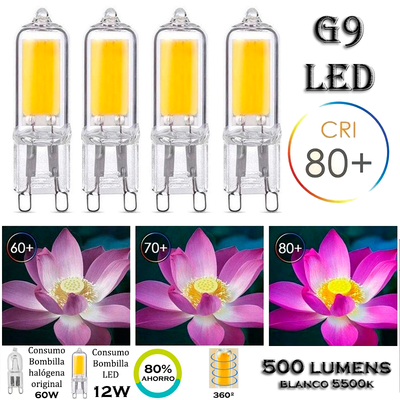 4x G9 cob LED 12W 500 lumens