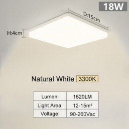 Lámpara de techo LED para dormitorio, decoración de iluminación cuadrada blanca neutra, fría o cálida, artículo para sala de est