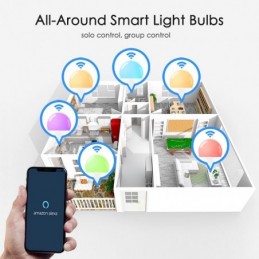 Bombilla inteligente B22, E27 con wifi, 15 W, lámpara LED RGB, funciona con apps Alexa, Google Home, 85-265 V, temporizador regu